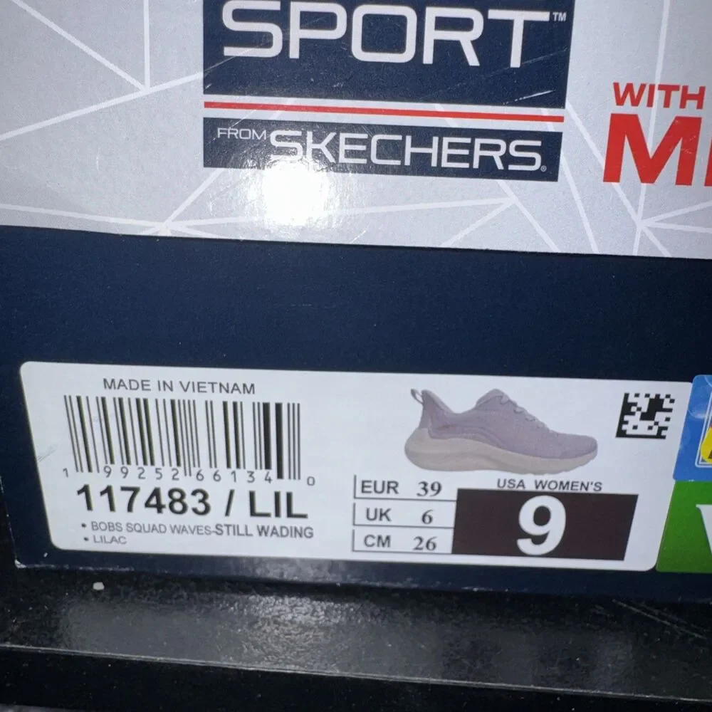 Skechers BOBS Sport Squad Waves Still Wading Women’s 9 Lilac Memory Foam
